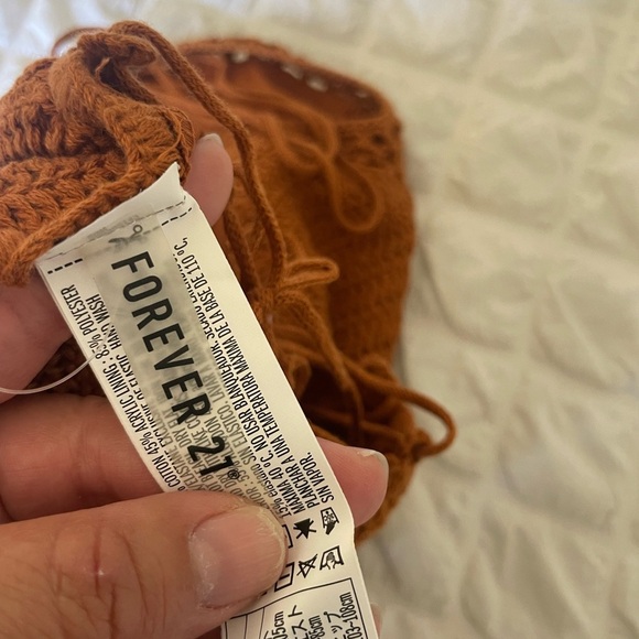 Forever 21 Boho Brown Crochet Knit Swimsuit - Picture 7 of 9
